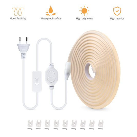 110V/220V COB LED Strip Light – Super Bright Waterproof Lighting with EU/US Power Supply