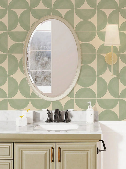 12PCS Scandinavian Geometric Pattern Floor Stickers Thickened Hard Pieces Faux Tile Stickers Strong Adhesion for Cement Walls.