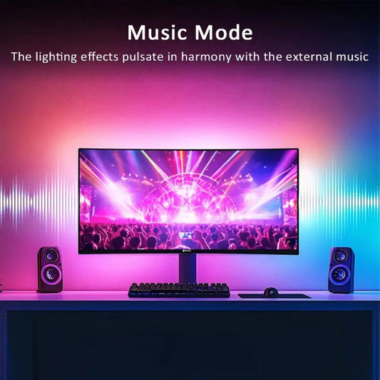 USB PC LED Strip Lights – 24–34 Inch RGBIC Monitor Backlight with APP