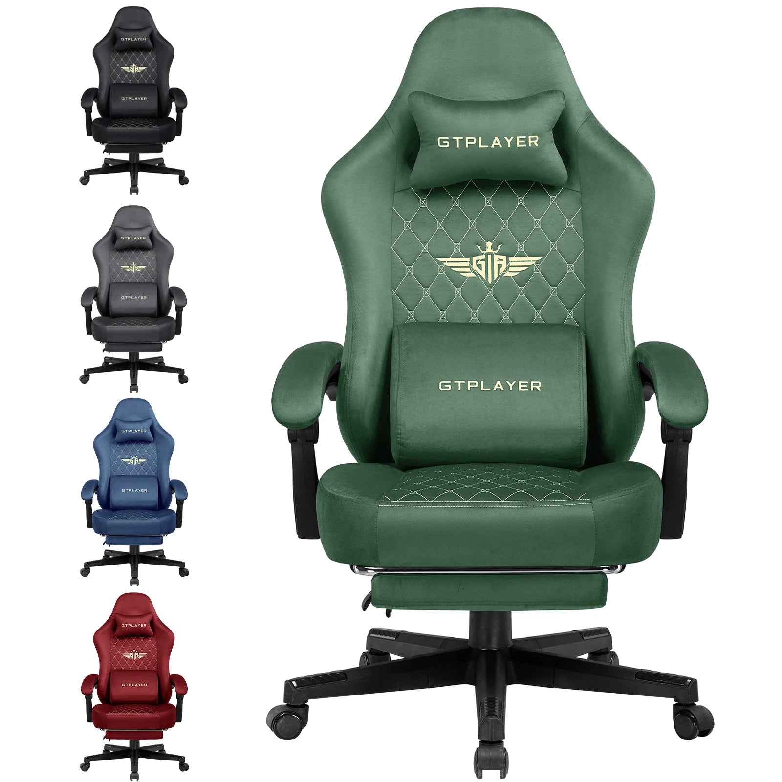 GTPLAYER Fabric Gaming Chair – Ergonomic Swivel Chair with Pocket Spring Cushion & Footrest - Image 9
