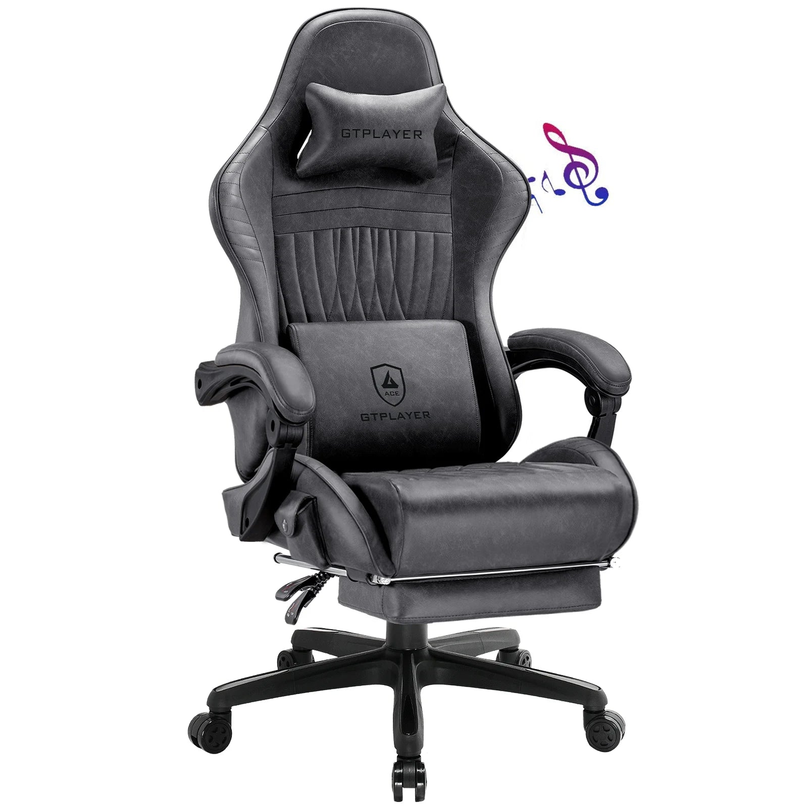 GTPLAYER Gaming Chair – Adjustable Ergonomic Faux Leather PC & Racing Chair with Built-in Speakers & Footrest - Image 8