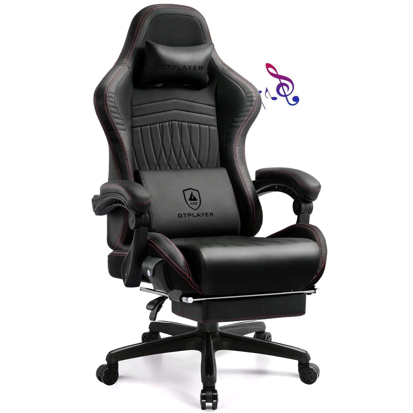 GTPLAYER Gaming Chair – Adjustable Ergonomic Faux Leather PC & Racing Chair with Built-in Speakers & Footrest - Image 10