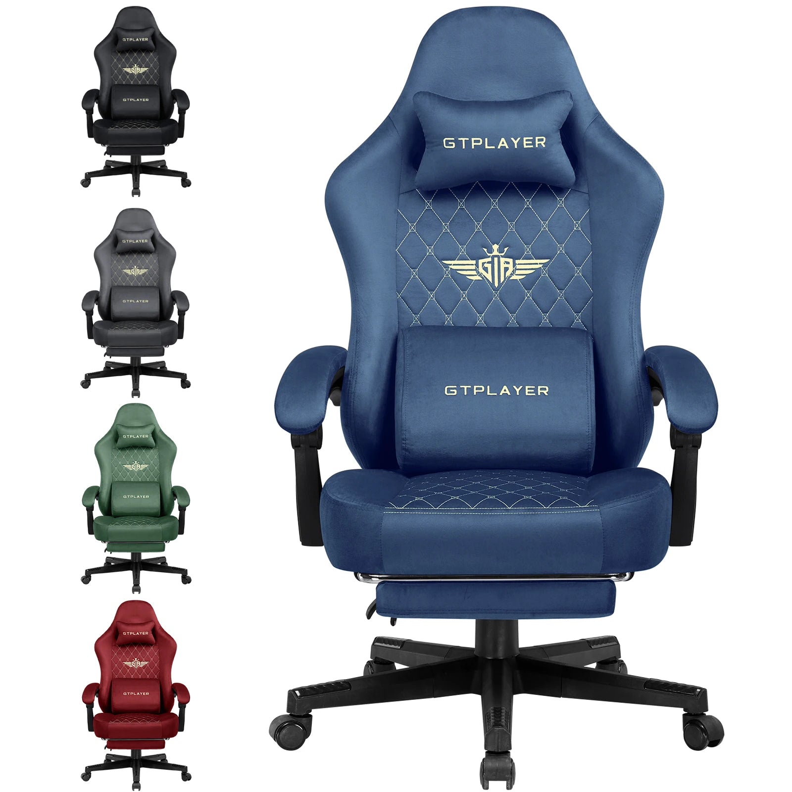 GTPLAYER Fabric Gaming Chair – Ergonomic Swivel Chair with Pocket Spring Cushion & Footrest - Image 10