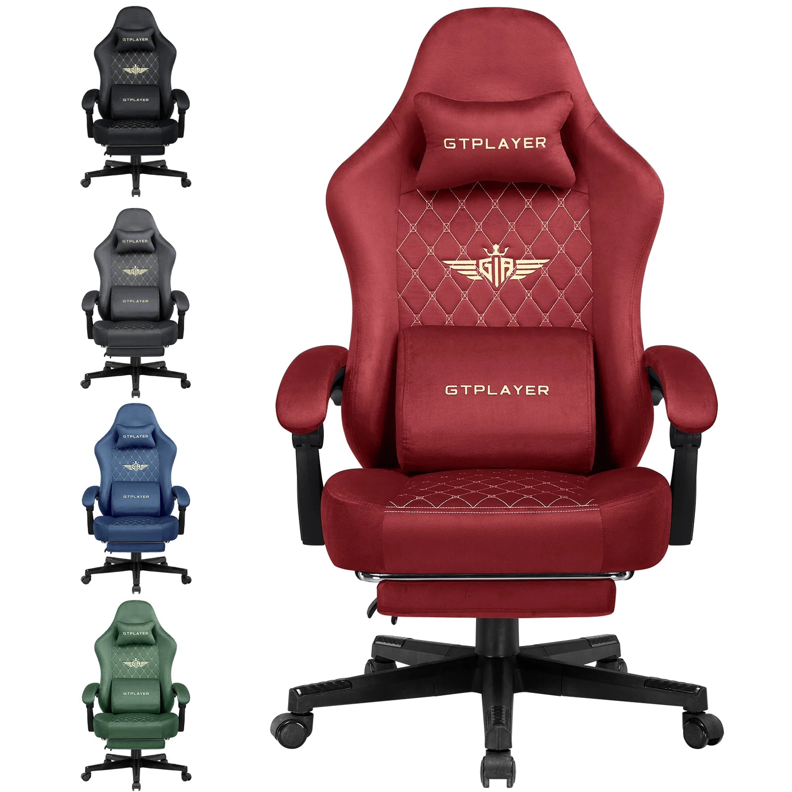 GTPLAYER Fabric Gaming Chair – Ergonomic Swivel Chair with Pocket Spring Cushion & Footrest - Image 7