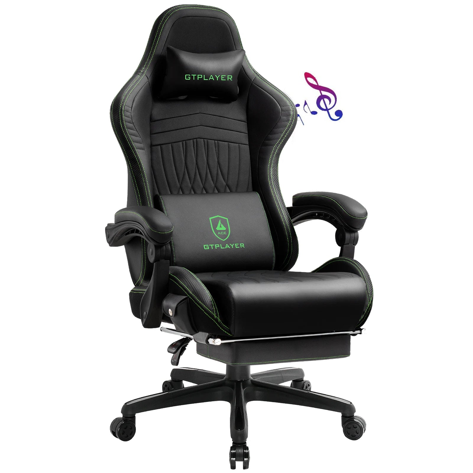GTPLAYER Gaming Chair – Adjustable Ergonomic Faux Leather PC & Racing Chair with Built-in Speakers & Footrest - Image 9