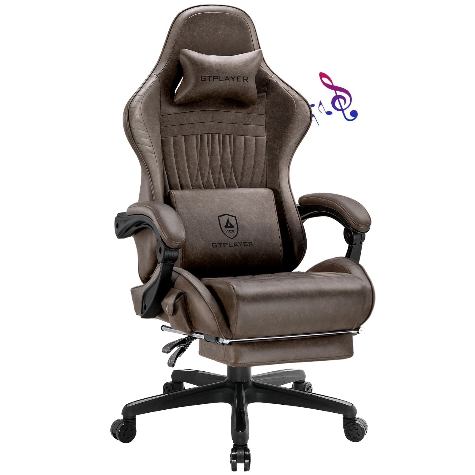 GTPLAYER Gaming Chair – Adjustable Ergonomic Faux Leather PC & Racing Chair with Built-in Speakers & Footrest - Image 11