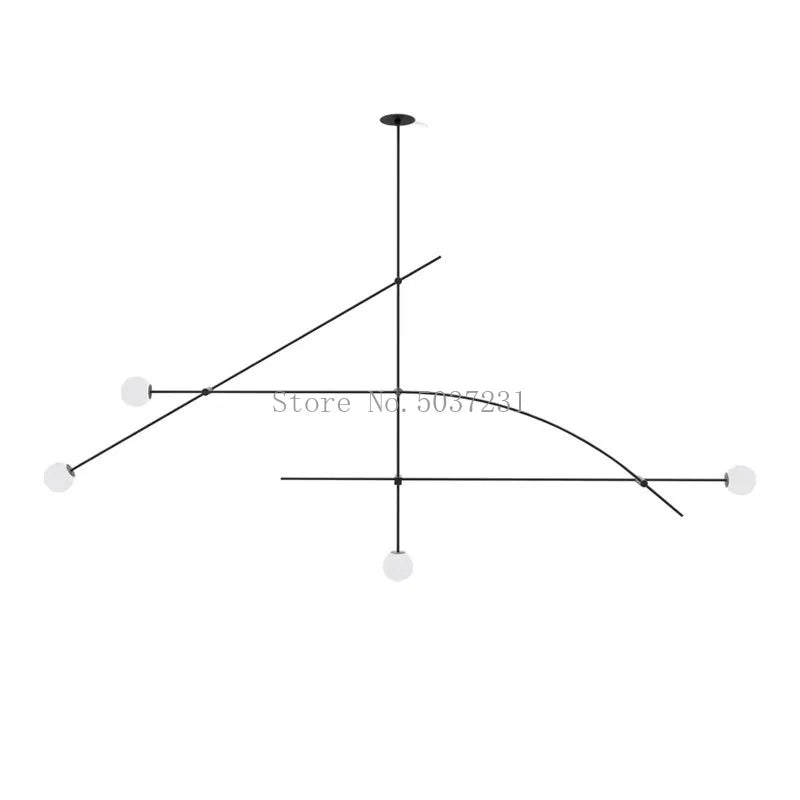 Modern Minimalist Line Chandelier – Designer Glass Ball Pendant Light for Artistic Interiors - Image 6