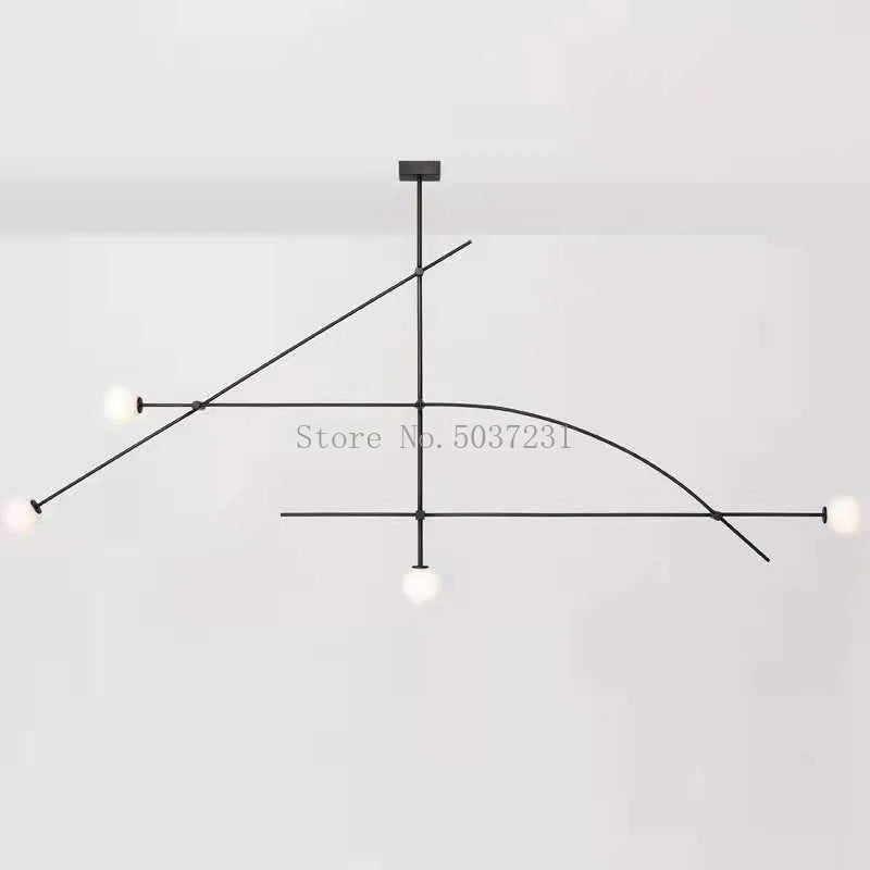 Modern Minimalist Line Chandelier – Designer Glass Ball Pendant Light for Artistic Interiors - Image 2