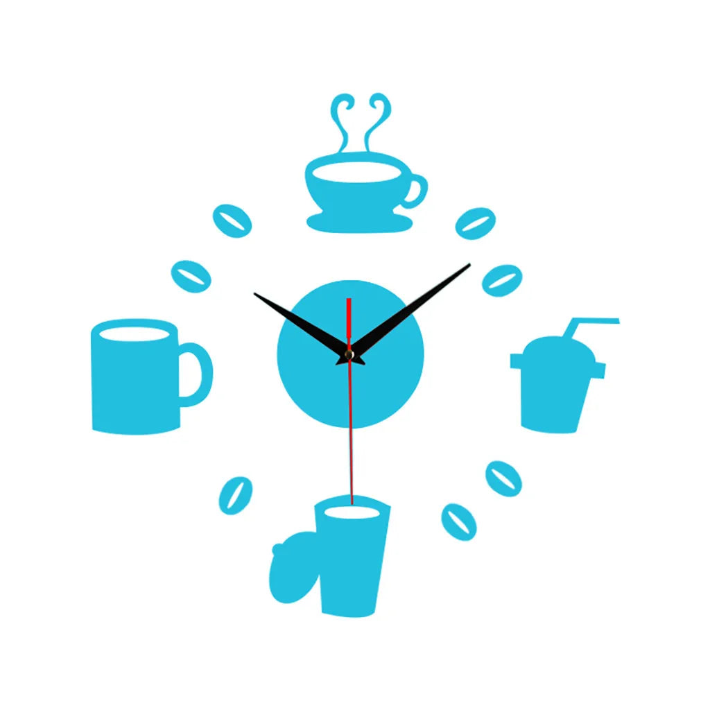 3D Mirror Wall Clock – Modern Silent Acrylic DIY Wall Art with Coffee Cup Design - Image 6