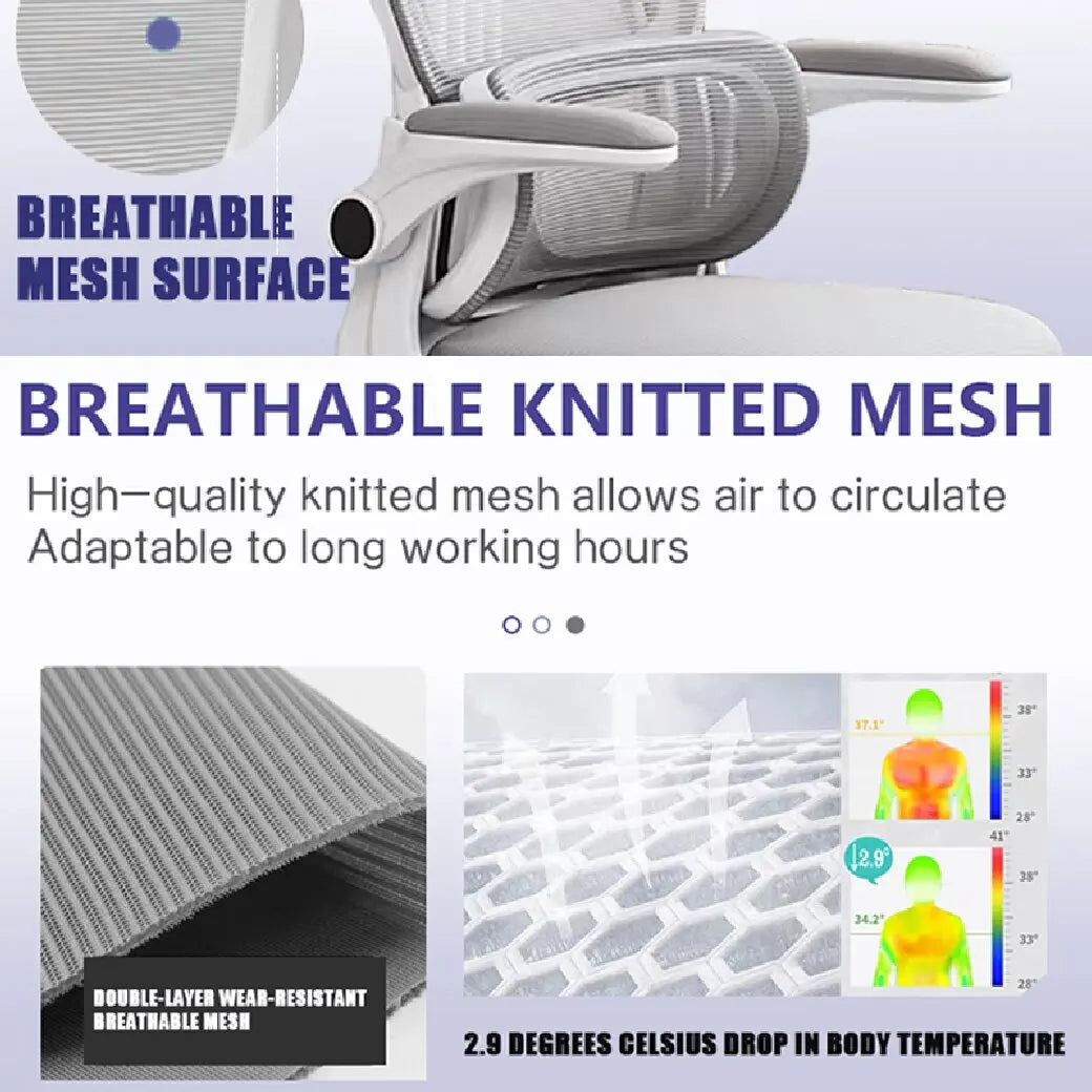 Ergonomic Office Chair – Adjustable High Back Mesh Chair with Lumbar Support and Flip-Up Arms - Image 3