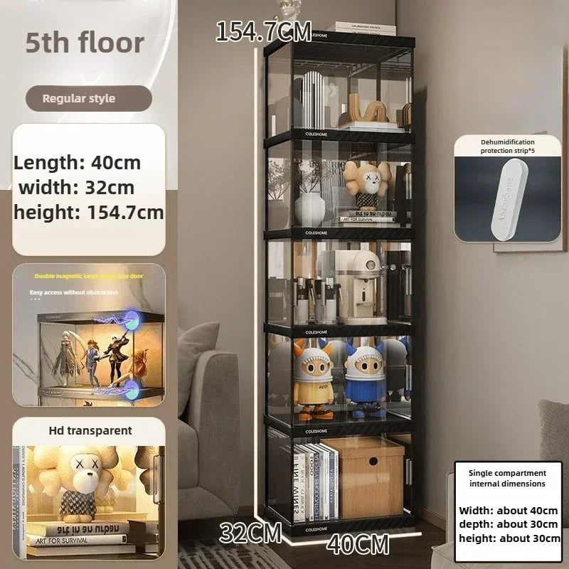 Acrylic Display Cabinet Bookshelf – Dustproof Storage Rack for Figurines, Models & Children's Books - Image 16