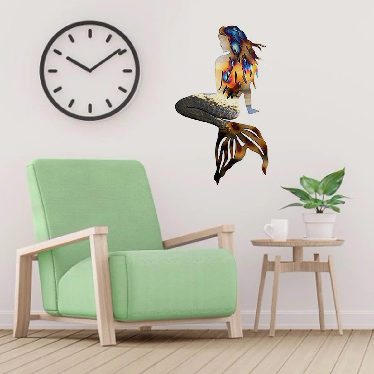 3D Mermaid Metal Art Wall Decor – Handmade Wrought Iron Hanging Sculpture for Home & Garden - Image 3