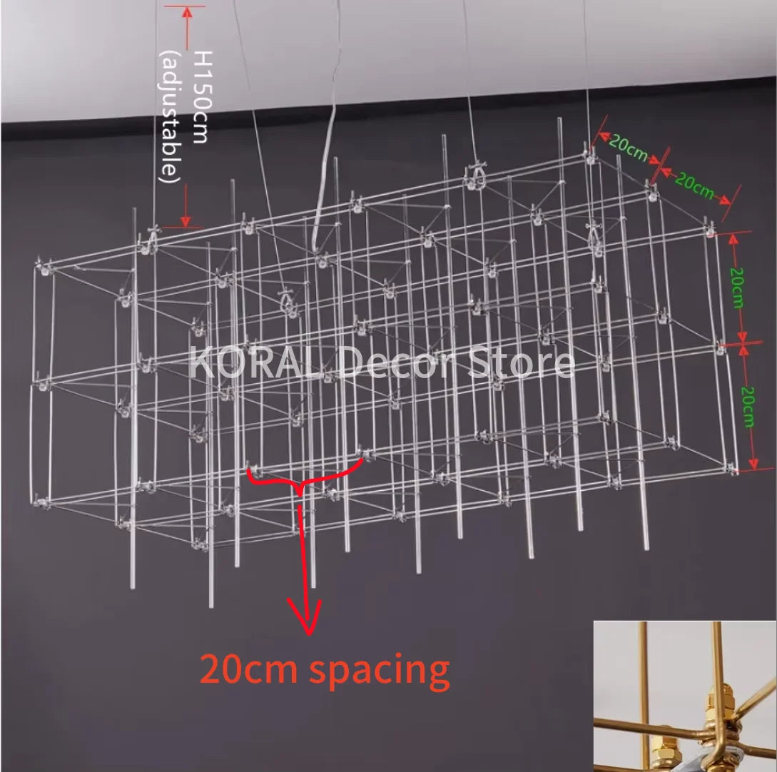 Modern Luxury Cube Chandelier – Large LED Pendant Light for Living Room, Dining & Office Spaces - Image 9