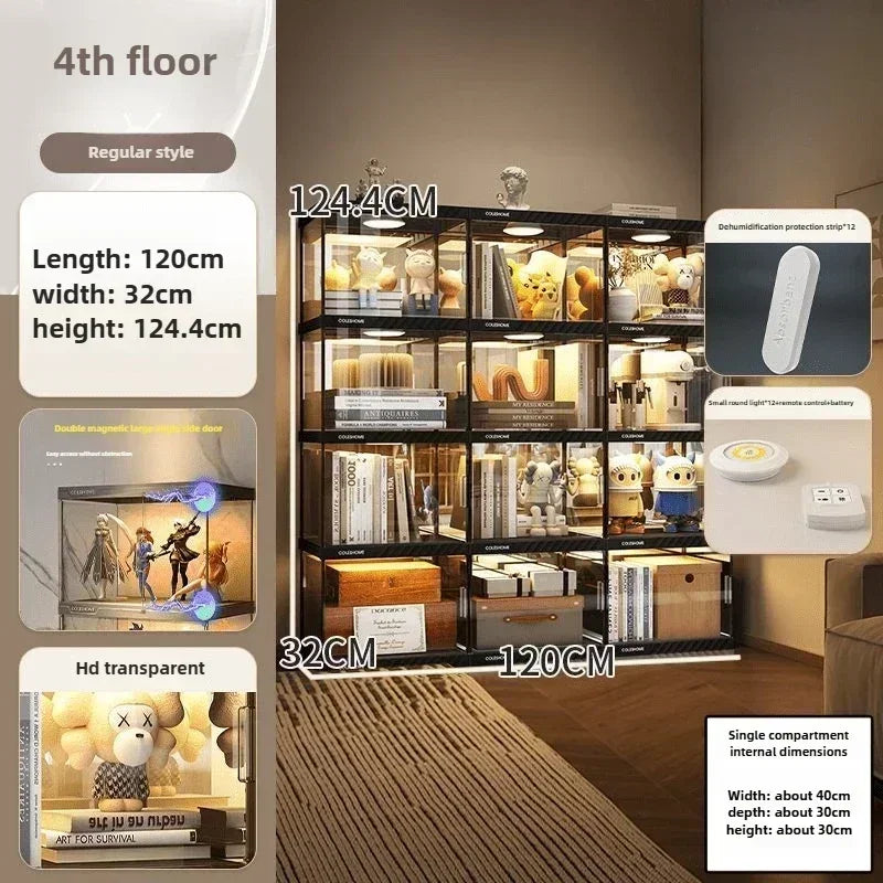 Acrylic Display Cabinet Bookshelf – Dustproof Storage Rack for Figurines, Models & Children's Books - Image 18