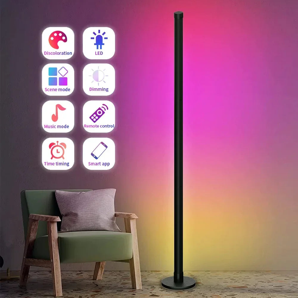 LED Smart Corner Floor Lamp – Tuya WiFi & Bluetooth RGB Ambient Light with Alexa & Google Assistant - Image 4