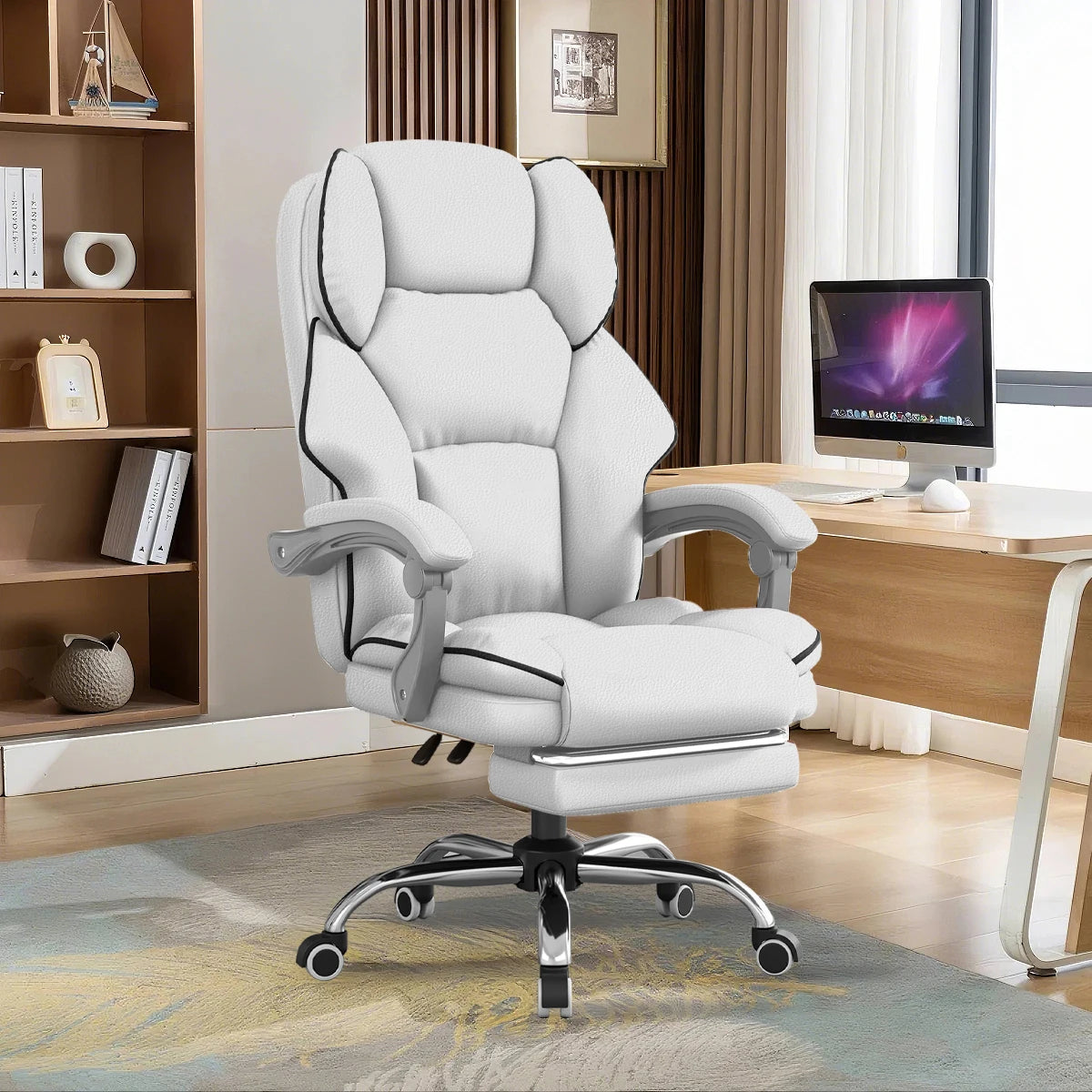 Executive Office Chair – High Back Leather Desk Chair with Footrest & Ergonomic Swivel Design - Image 8
