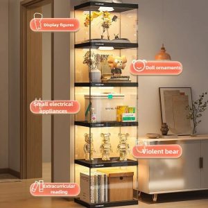 Acrylic Display Cabinet Bookshelf – Dustproof Storage Rack for Figurines, Models & Children's Books