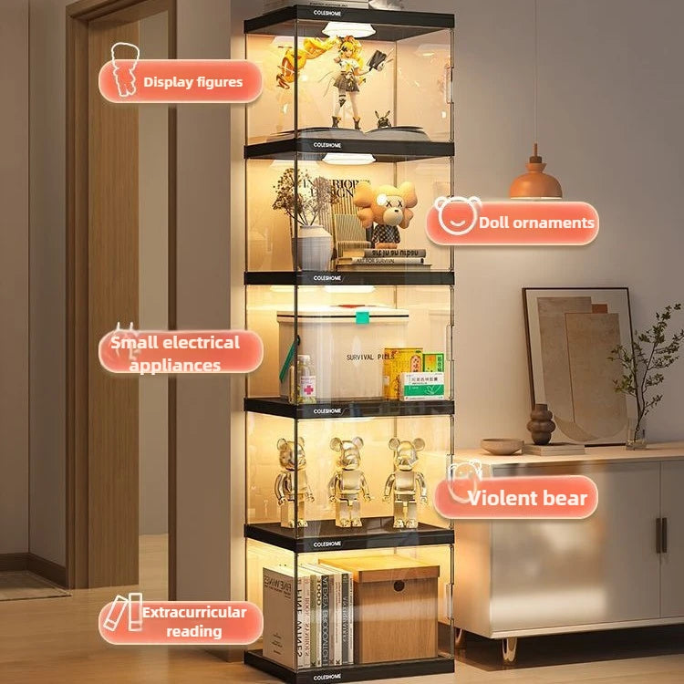 Acrylic Display Cabinet Bookshelf – Dustproof Storage Rack for Figurines, Models & Children's Books