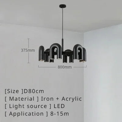 Nordic Macaron U-Shaped LED Chandelier – Creative Pendant Light for Living Room, Kitchen, Office & Loft Spaces - Image 7