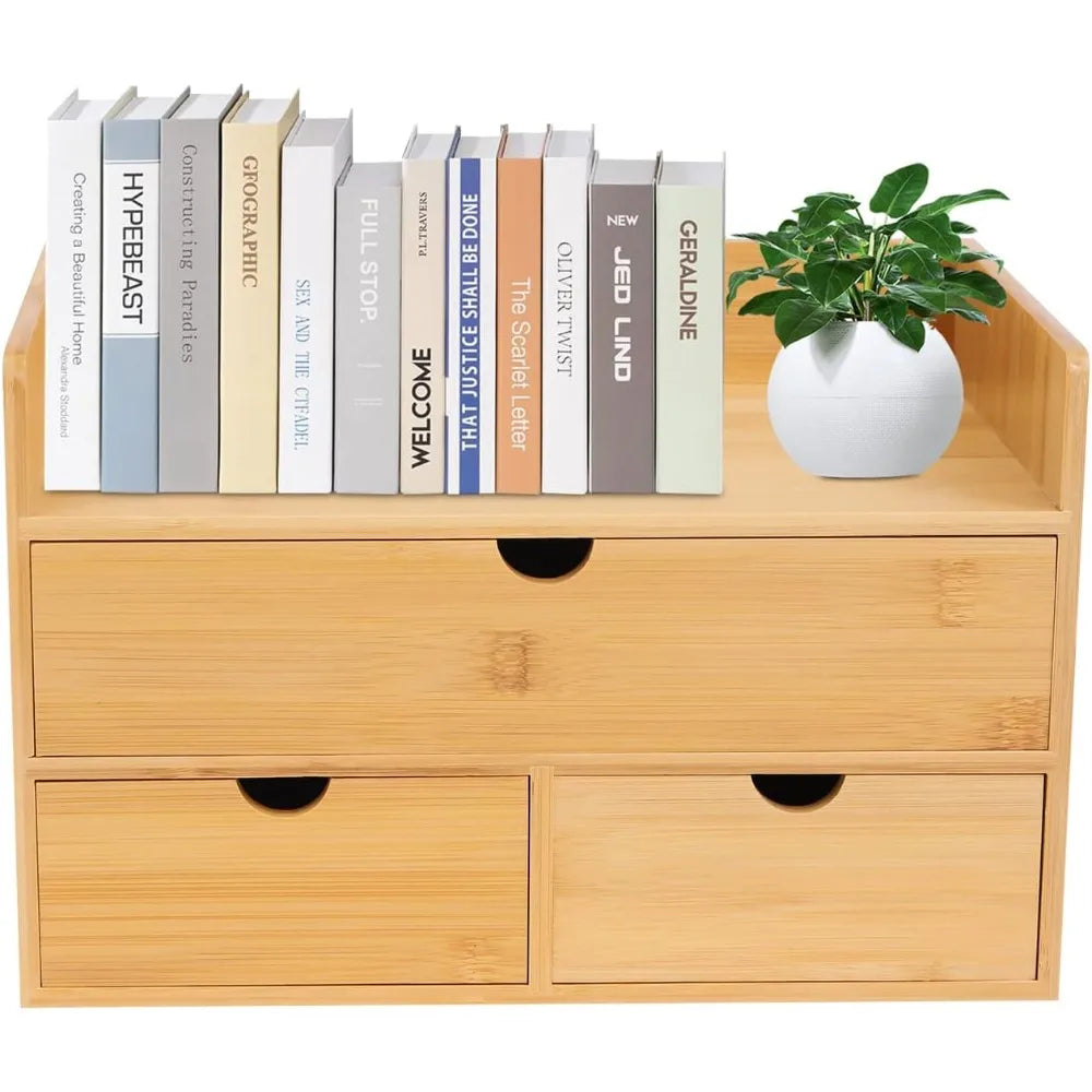 Bamboo Desk Organizer with 3 Drawers – Compact Tabletop Storage for Office, Vanity, or Nightstand Use - Image 2