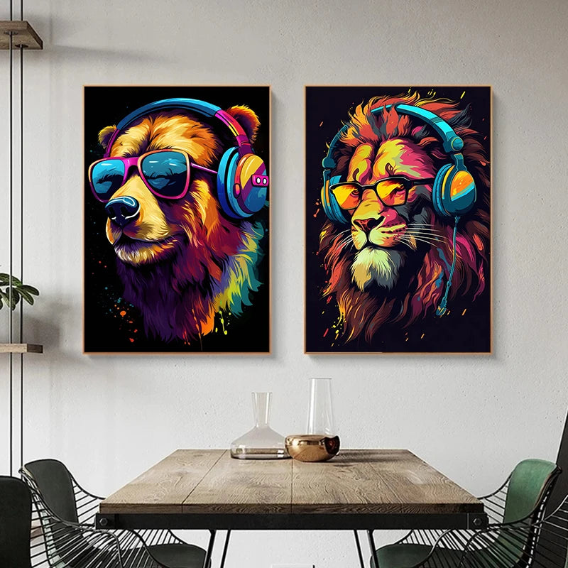 Animal Gamer Poster Set – Graffiti Style Canvas Wall Art for Teen & Gaming Room Decor - Image 3