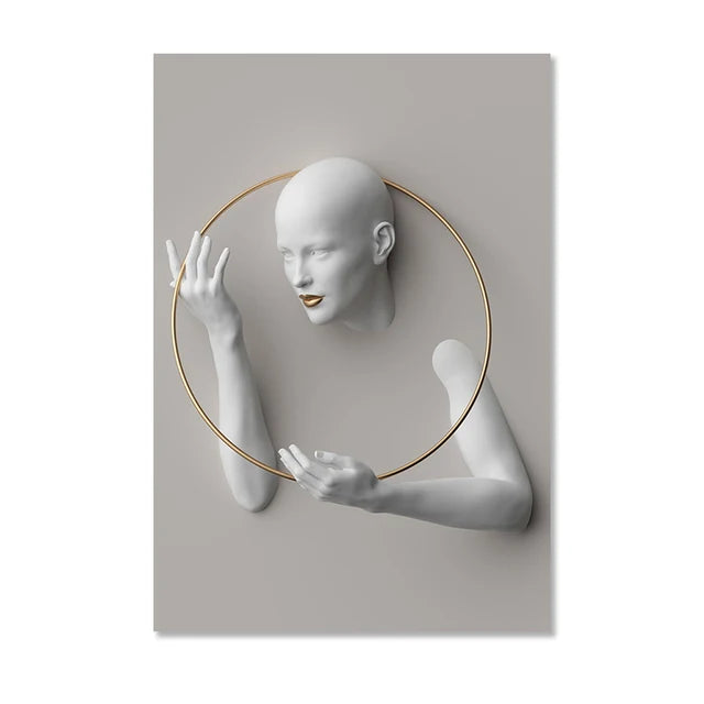 Nordic Figure Statue Art – Abstract Women Portrait Canvas Prints for Modern Wall Decor - Image 10