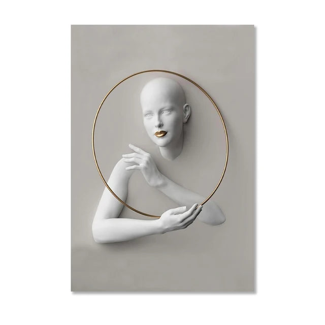 Nordic Figure Statue Art – Abstract Women Portrait Canvas Prints for Modern Wall Decor - Image 7