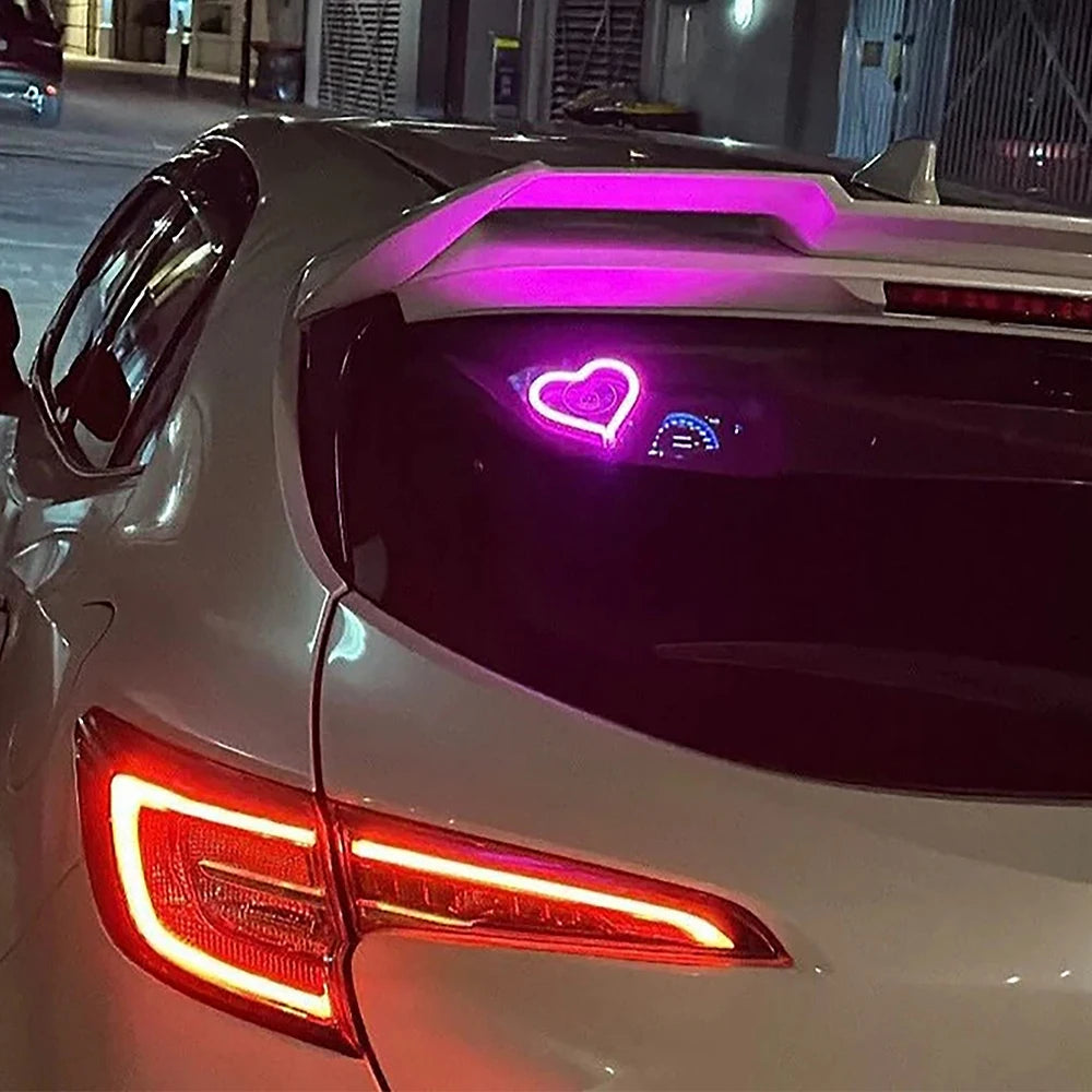 Car Interior Decorative Ambient Light – Heart-Shaped Neon LED Atmosphere Lamp for Windows - Image 2