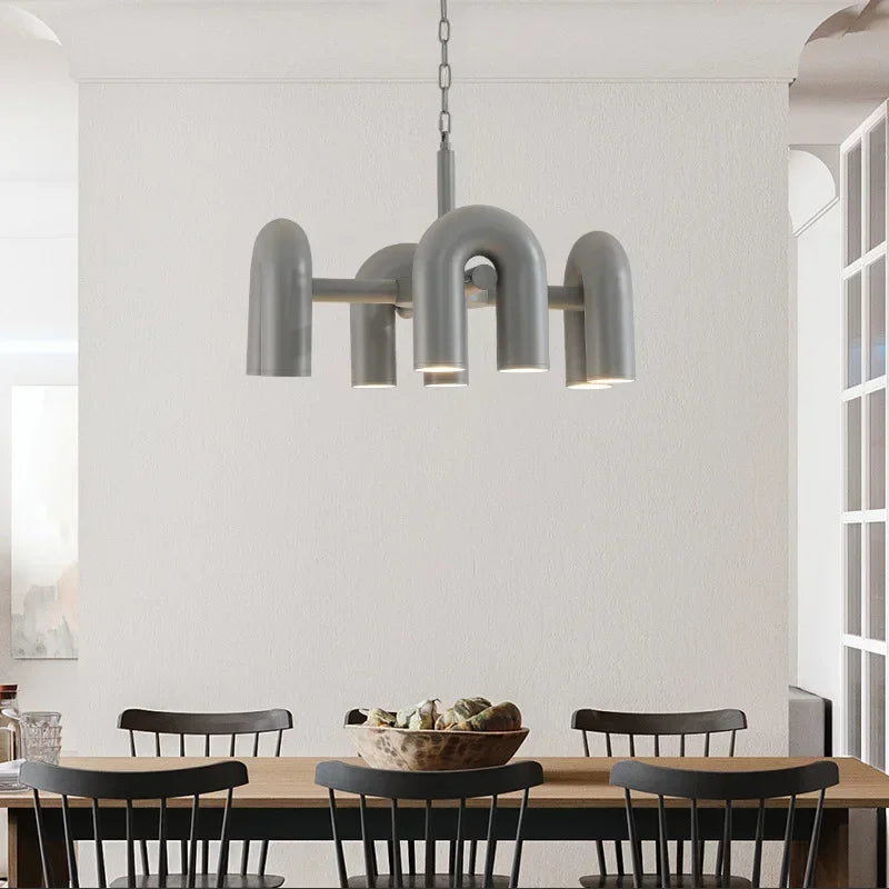 Nordic Macaron U-Shaped LED Chandelier – Creative Pendant Light for Living Room, Kitchen, Office & Loft Spaces - Image 2