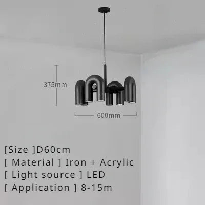 Nordic Macaron U-Shaped LED Chandelier – Creative Pendant Light for Living Room, Kitchen, Office & Loft Spaces - Image 9