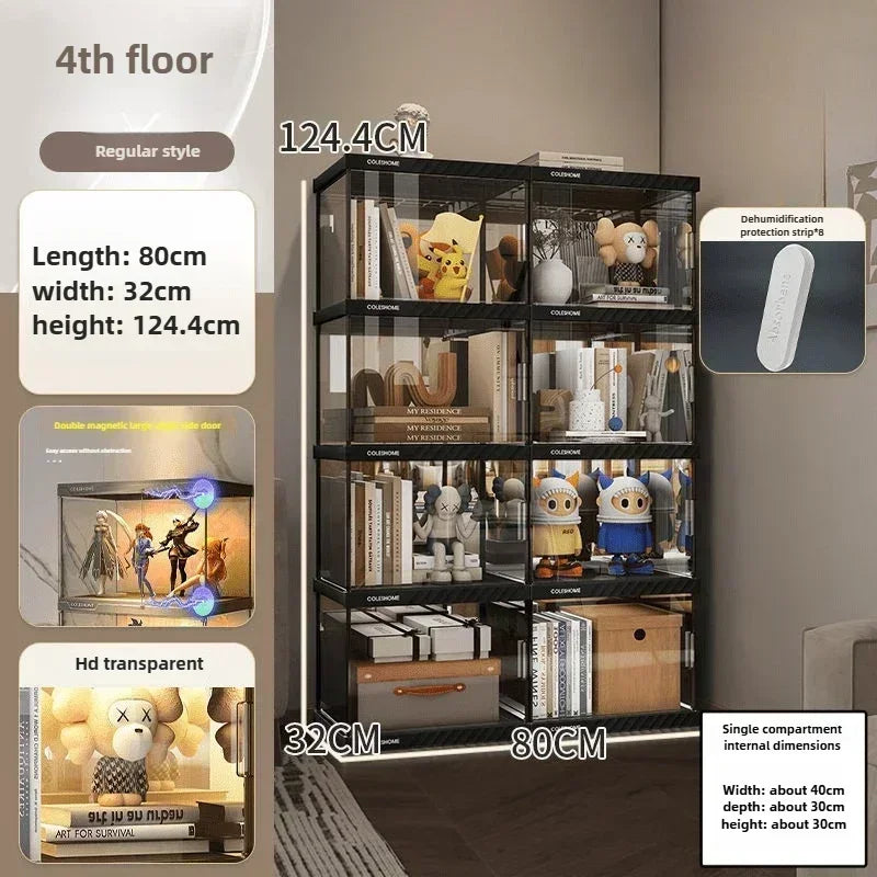 Acrylic Display Cabinet Bookshelf – Dustproof Storage Rack for Figurines, Models & Children's Books - Image 12