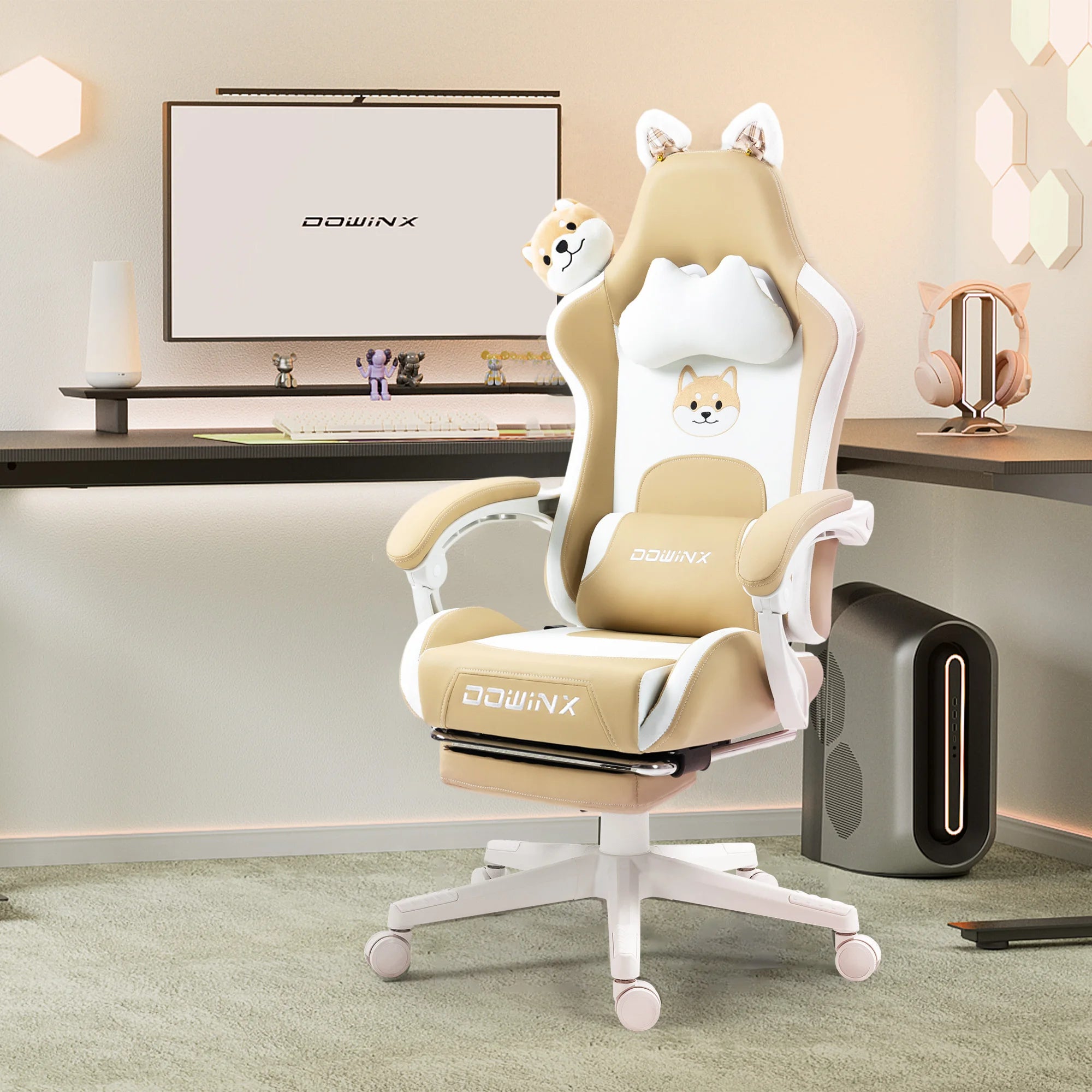 Dowinx Gaming Chair – Cute Cat Ears Design with Massage Lumbar Support - Image 12