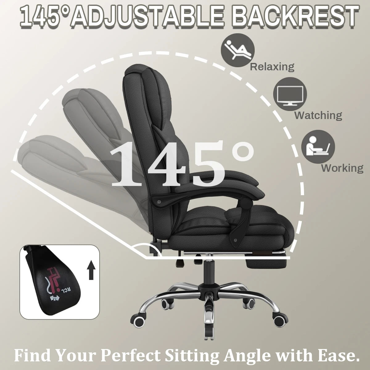 Executive Office Chair – High Back Leather Desk Chair with Footrest & Ergonomic Swivel Design - Image 3