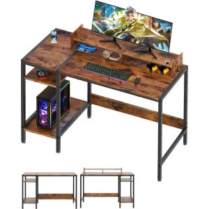 39" Computer Gaming Desk โ Home Office Table with Monitor Stand & Adjustable Storage