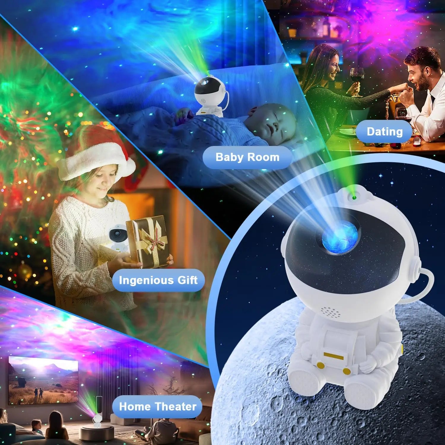 Astronaut Galaxy Star Projector – Starry Sky RGB LED Night Lamp with 360° Rotation for Kids’ Room & Christmas Gift - Image 6