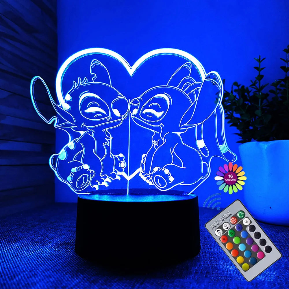 3D Illusion Stitch Night Light – Remote Control & Smart Touch LED Lamp