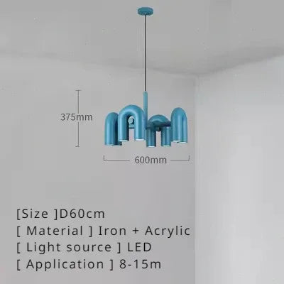 Nordic Macaron U-Shaped LED Chandelier – Creative Pendant Light for Living Room, Kitchen, Office & Loft Spaces - Image 17