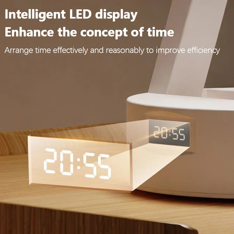 Portable Foldable LED Desk Lamp With Clock – USB Rechargeable Energy-Saving Reading Light - Image 4