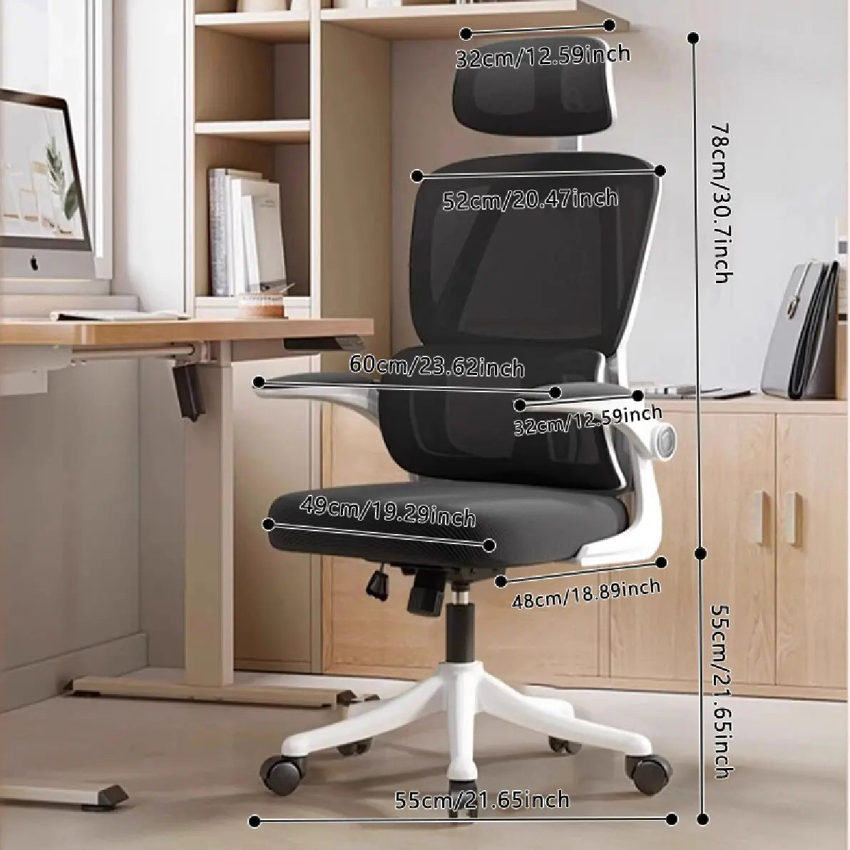 Ergonomic Office Chair – Adjustable High Back Mesh Chair with Lumbar Support and Flip-Up Arms - Image 6