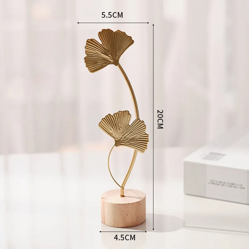 Golden Ginkgo Leaf Feather Metal Model - Image 9