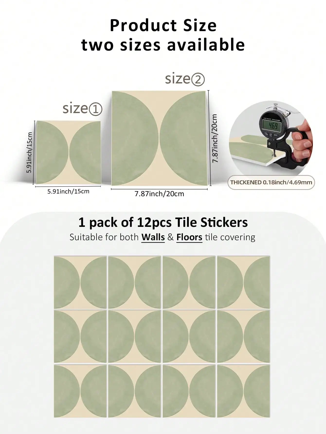 12PCS Scandinavian Geometric Floor Stickers – Faux Tile Decals for Cement Walls & Floors - Image 3