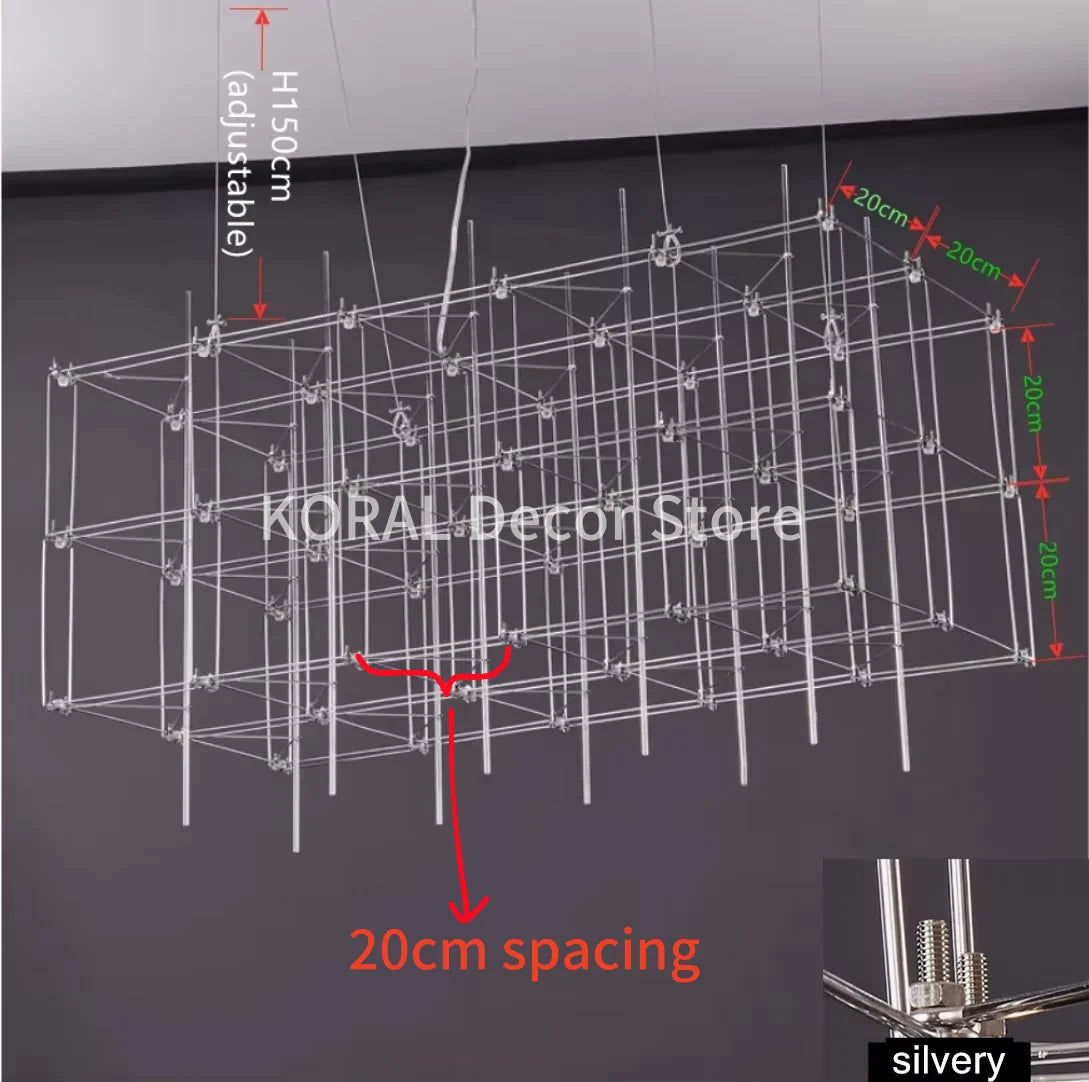 Modern Luxury Cube Chandelier – Large LED Pendant Light for Living Room, Dining & Office Spaces - Image 7