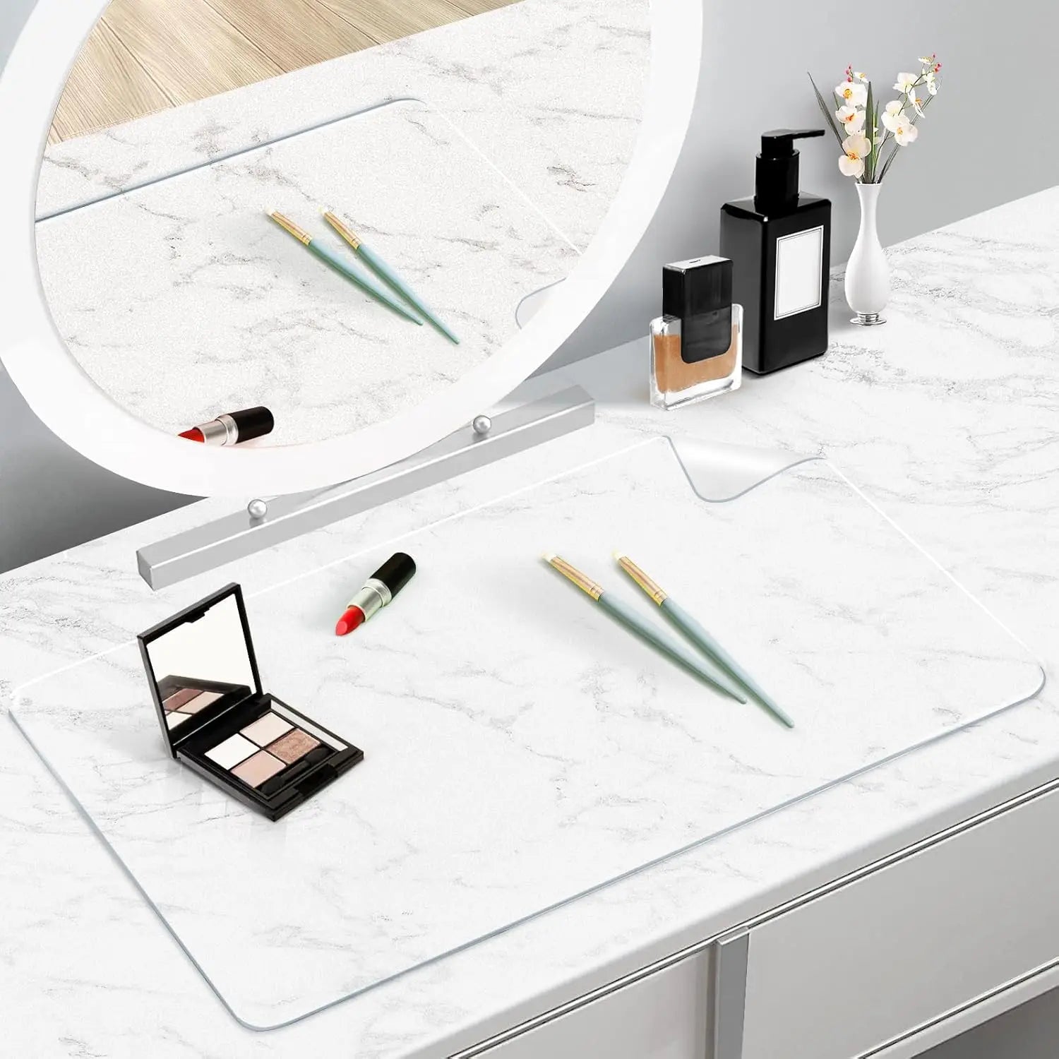 Makeup Mat for Vanity Desk Top, PVC Desk Mat - Easy to Clean, Waterproof and Oilproof Desk Pad - Image 6