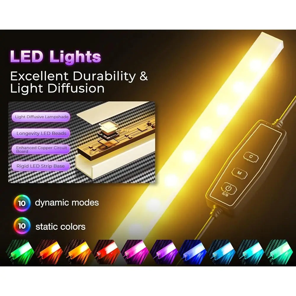 43" L-Shaped Gaming Desk – Reversible Corner Desk with LED Lighting, Power Outlets & Storage Shelves - Image 4