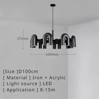 Nordic Macaron U-Shaped LED Chandelier – Creative Pendant Light for Living Room, Kitchen, Office & Loft Spaces - Image 11