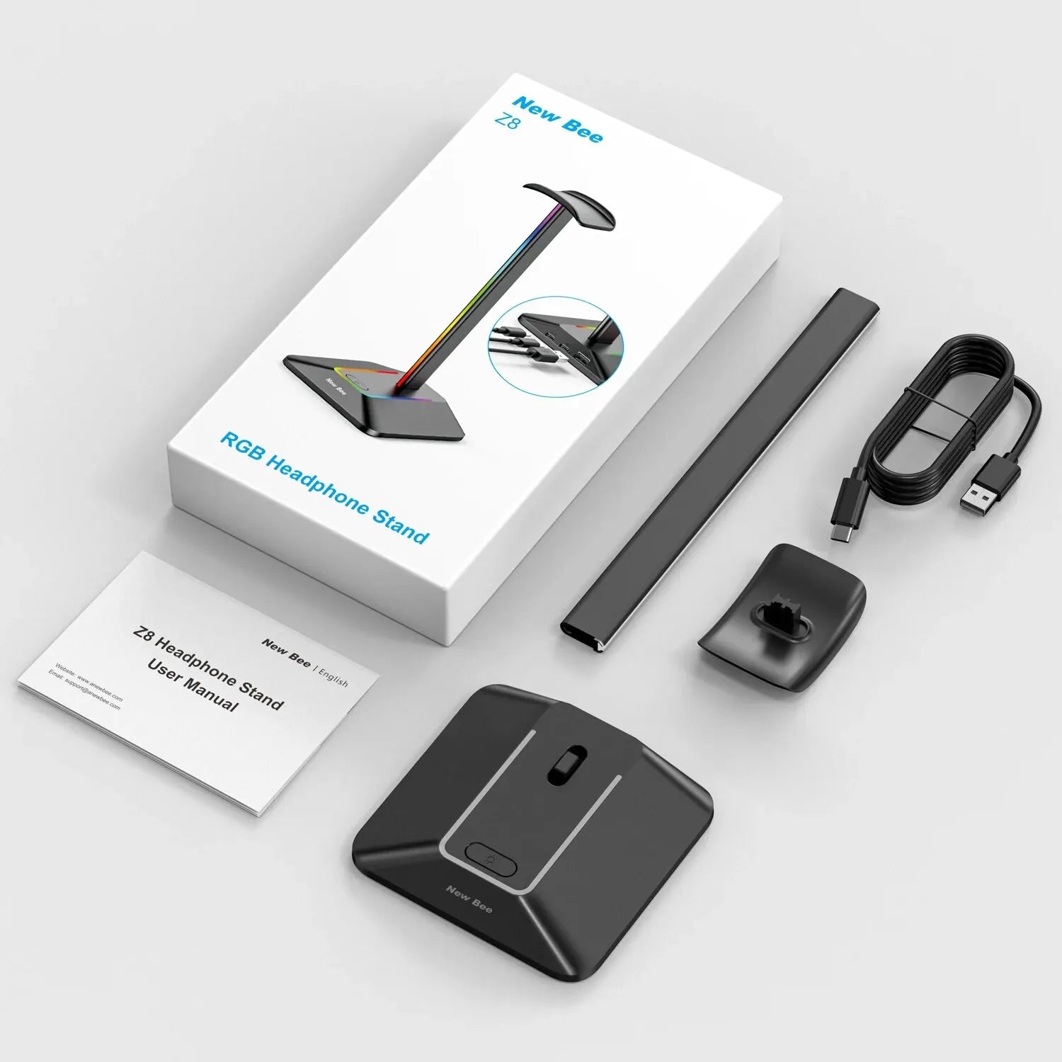 New Bee Z8 RGB Headphones Stand - Image 6