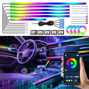 22-in-1 Symphony Car Ambient Light – RGB LED Interior Strip with 213 Colors & Acrylic Backlight Guide