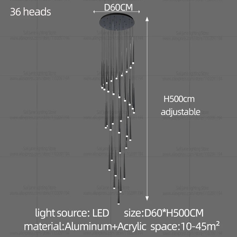 Minimalist Modern LED Chandelier – Designer Pendant Lighting for Duplex Living Rooms, Dining Areas & Staircases - Image 15