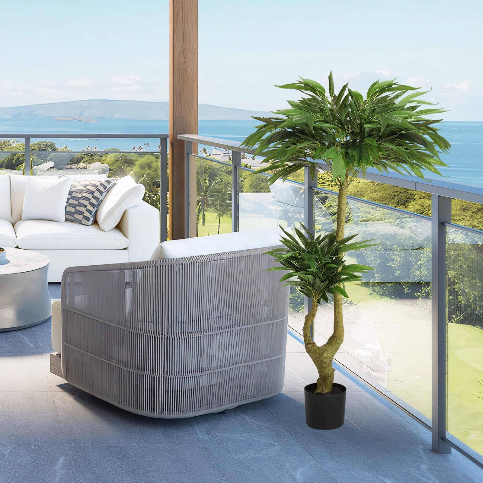 160CM Artificial Tropical Floor Plant – Fake Willow Buds Tree with Planter for Indoor Home & Office Décor - Image 6