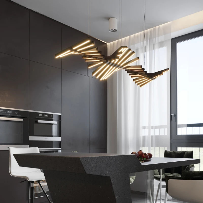 Nordic Fishbone Chandelier – Modern Minimalist Strip Pendant Light for Living Room, Office & Restaurant - Image 5